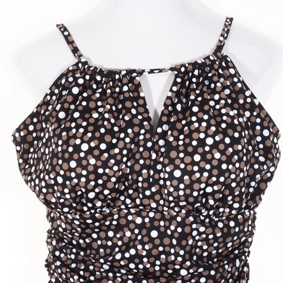 Catalina Swimsuit 18 W 20 W Piece Black Brown White Rouched Set in Bra 2X NWOT - Picture 3 of 10